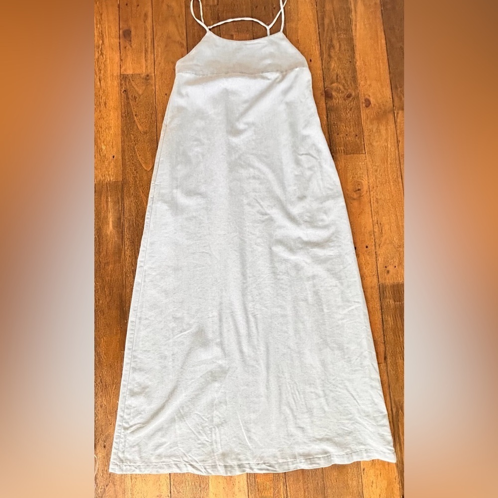 SAGE The label Chambray Blue Sleeveless Maxi Dress Pockets Spaghetti Straps - Picture 6 of 17